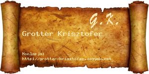 Grotter Krisztofer névjegykártya